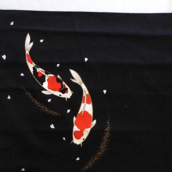 VINTAGE NEW JAPANESE JAPAN 20” KOI FISH CARP FUROSHIKI WRAPPING CLOTH FABRIC - Picture 4 of 8